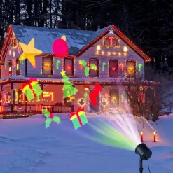 Tangkula Christmas Projector Light, Rotating LED Projection Lamp with 60-degree Adjustable Angle