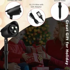 Tangkula Christmas Santa Claus on Sleigh Projector Light, Rotating LED Projection Lamp with 60-degree Adjustable Angle