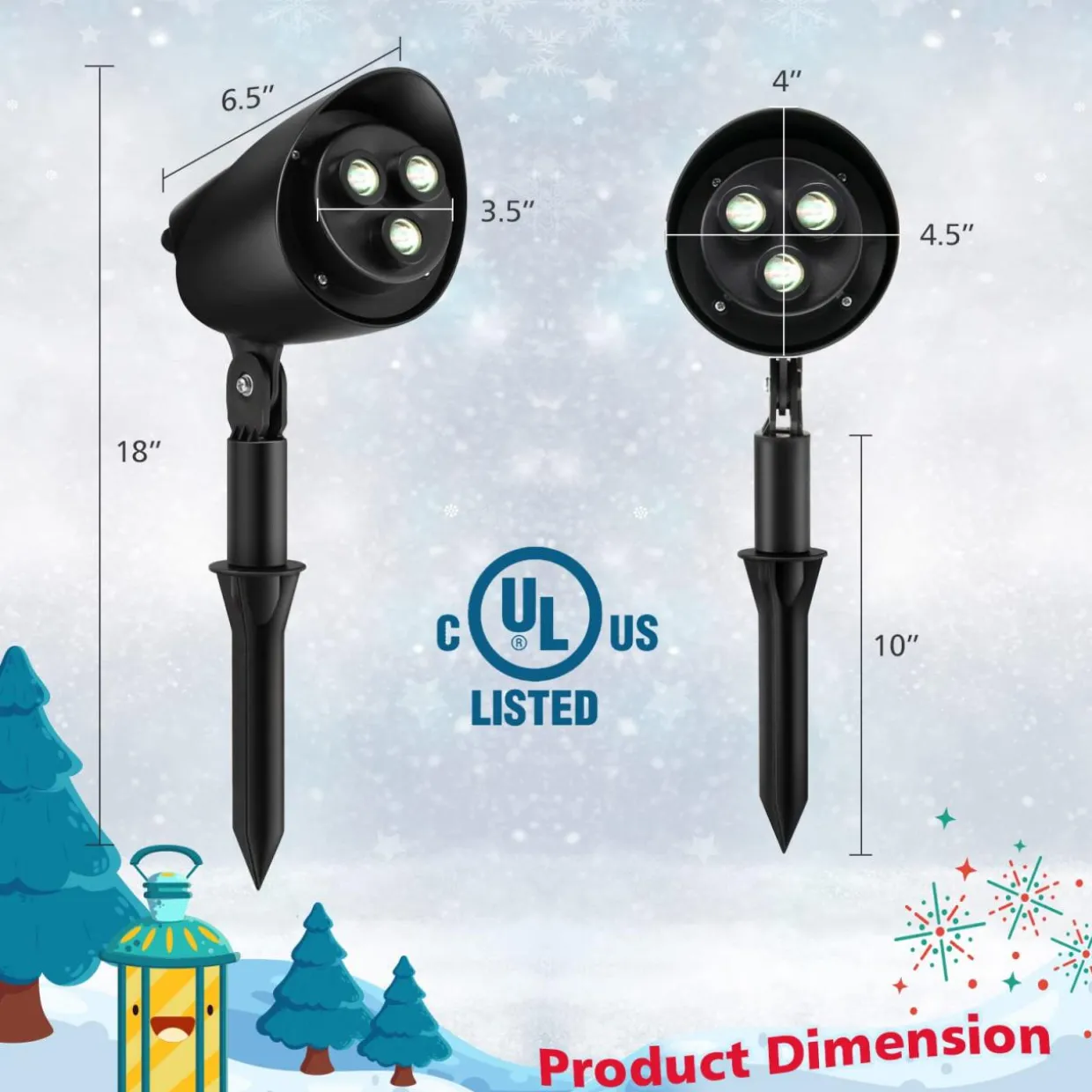 Tangkula Christmas Santa Claus on Sleigh Projector Light, Rotating LED Projection Lamp with 60-degree Adjustable Angle