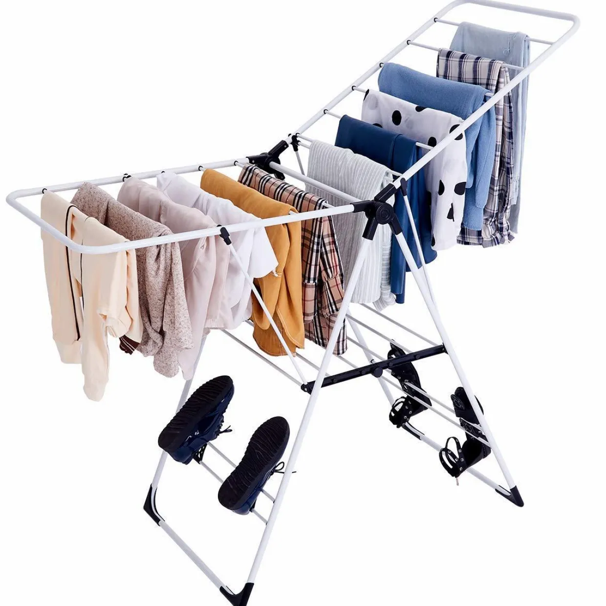 Tangkula Clothes Drying Rack, Collapsible Laundry Rack with Hanging Rods