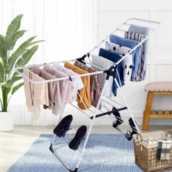 Tangkula Clothes Drying Rack, Collapsible Laundry Rack with Hanging Rods