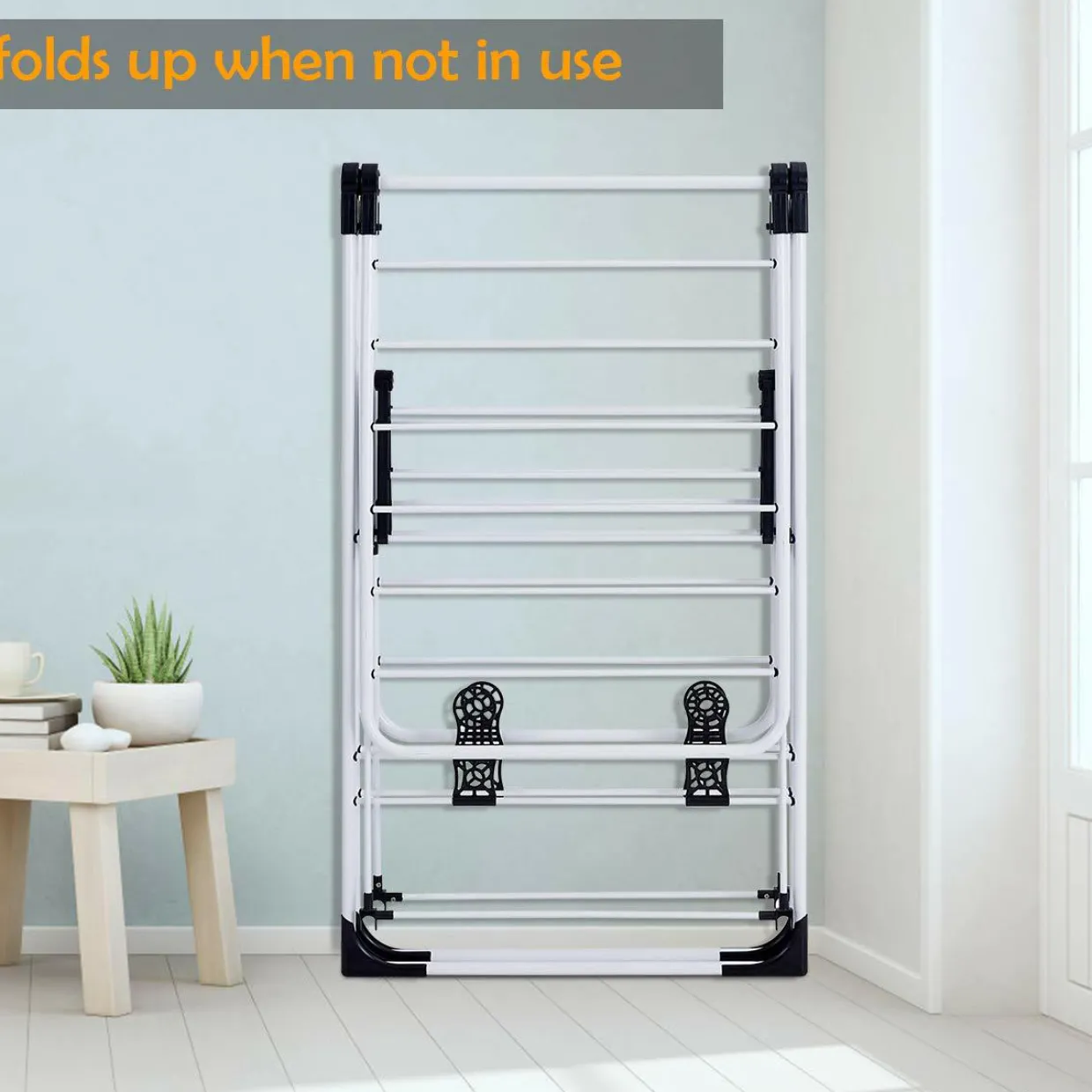 Tangkula Clothes Drying Rack, Collapsible Laundry Rack with Hanging Rods