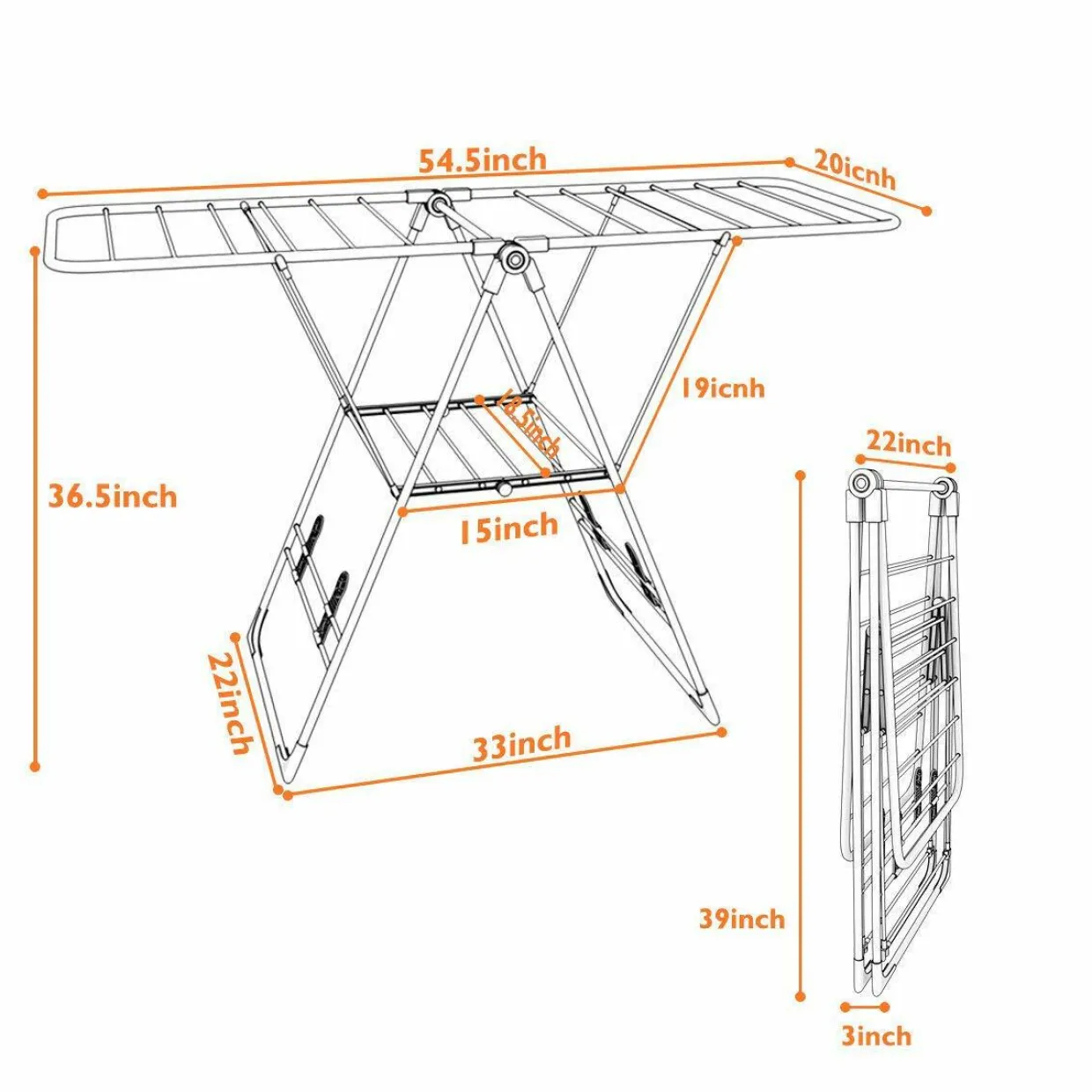 Tangkula Clothes Drying Rack, Collapsible Laundry Rack with Hanging Rods