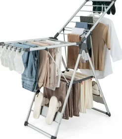 Tangkula Clothes Drying Rack, Collapsible Laundry Rack with Hanging Rods