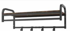 Tangkula Coat Rack Wall Mount with Shelf, Entryway Coat Hanger with 4 Hooks