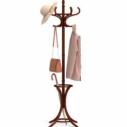 Tangkula Coat Rack with Umbrella Holder, 73 Inch Freestanding Coat Hanger Stand with 12 Hooks
