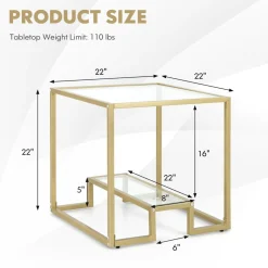 Tangkula Coffee Table Set of 2, Living Room Accent Table Set Includes Modern Deluxe Center Table & Square End Table