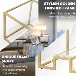 Tangkula Coffee Table Set of 2, Living Room Accent Table Set Includes Modern Deluxe Center Table & Square End Table