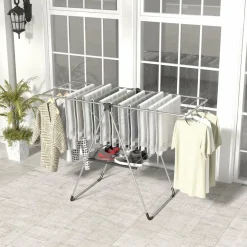 Tangkula Collapsible Clothes Drying Rack, 2-Level Folding Aluminum Drying Rack