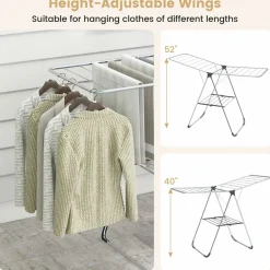 Tangkula Collapsible Clothes Drying Rack, 2-Level Folding Aluminum Drying Rack