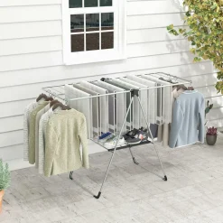 Tangkula Collapsible Clothes Drying Rack, 2-Level Folding Aluminum Drying Rack