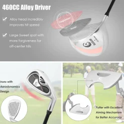 Tangkula Complete Golf Clubs Set 10 Pieces Right Hand, Free Putter, Golf Club Set