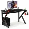 Tangkula Computer Desk Gaming Desk, E-Sports Gaming Workstation with Cup Holder & Headphone Holder