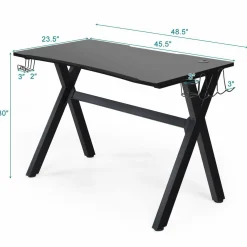 Tangkula Computer Desk Gaming Desk, Ergonomic E-Sports Desk with Cup & Headphone Holder and Mouse Pad