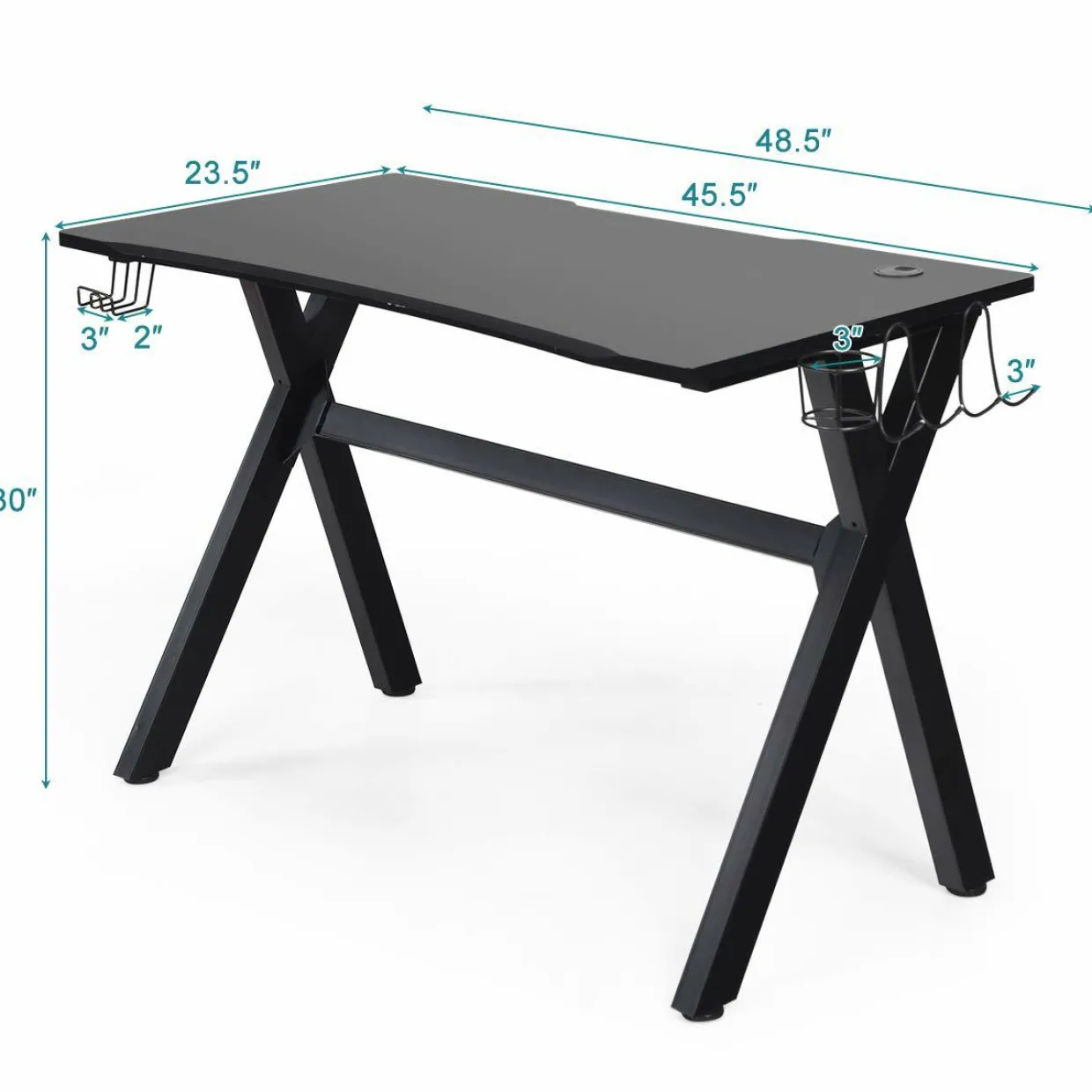 Tangkula Computer Desk Gaming Desk, Ergonomic E-Sports Desk with Cup & Headphone Holder and Mouse Pad