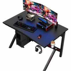Tangkula Computer Desk Gaming Desk, E-Sports Gaming Workstation with Cup Holder & Headphone Holder