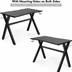 Tangkula Computer Desk Gaming Desk, Ergonomic E-Sports Desk with Cup & Headphone Holder and Mouse Pad