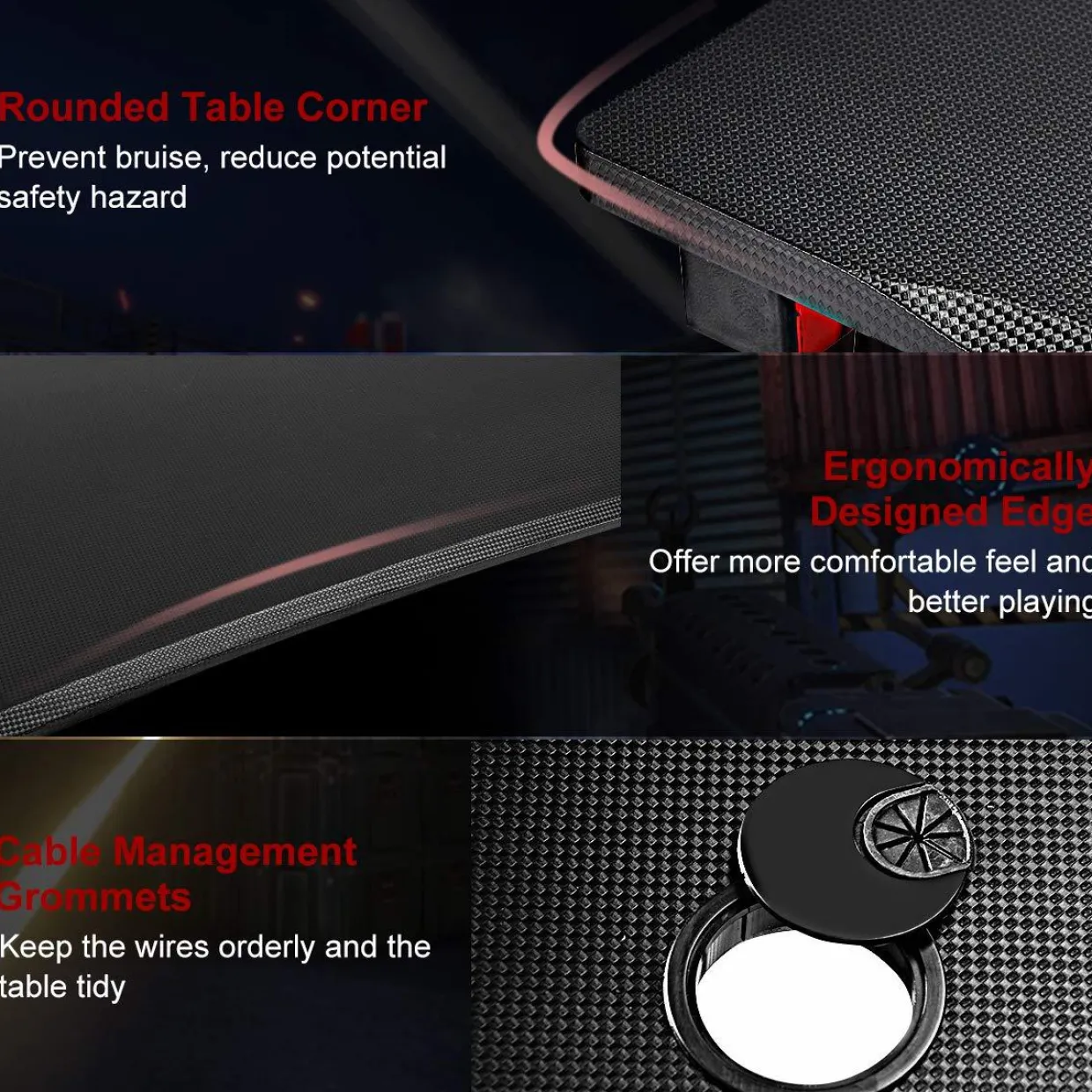 Tangkula Computer Desk Gaming Desk, Ergonomic Gamer Workstation with Cup & Headphone Holder Mouse Pad