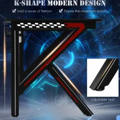 Tangkula Computer Desk Gaming Desk, E-Sports Gaming Workstation with Cup Holder & Headphone Holder
