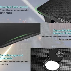 Tangkula Computer Desk Gaming Desk, Ergonomic E-Sports Desk with Cup & Headphone Holder and Mouse Pad