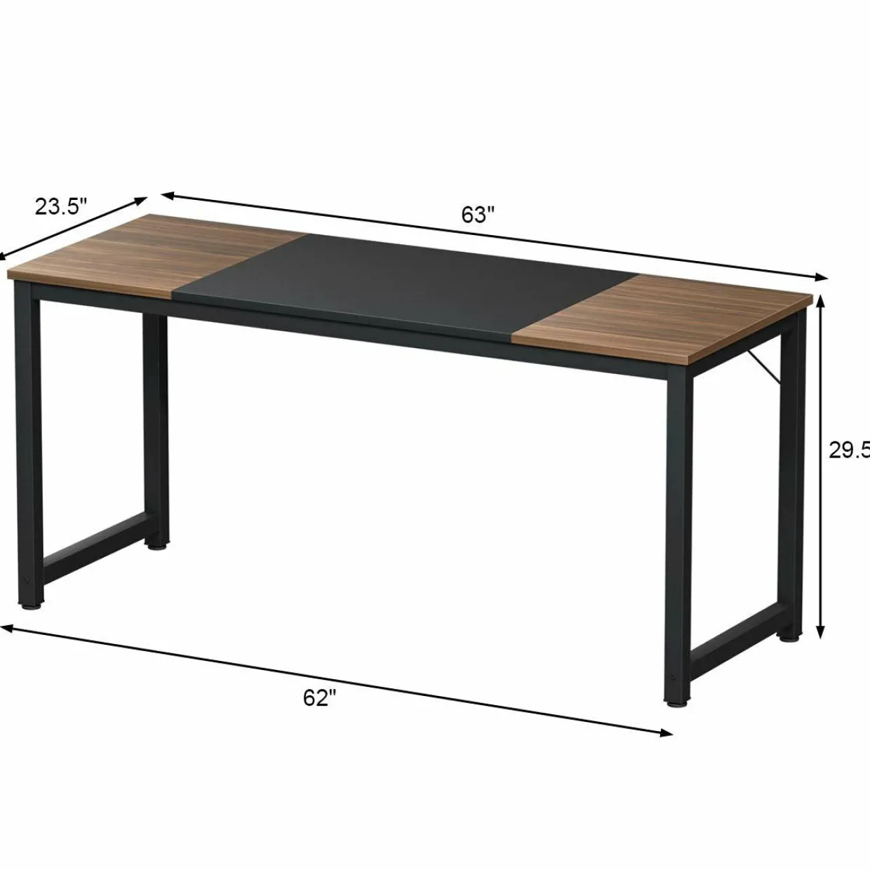 Tangkula 63"Computer Desk, Modern Large Writing Desk Computer Table (Black & Brown)