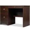 Tangkula Computer Desk with Drawers, Wood Frame Home Office Desk with Storage Shelf