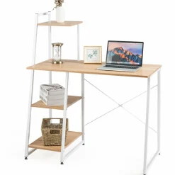 Tangkula Computer Desk with 4 Tier Shelves, Writing Desk Study Desk