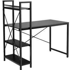 Tangkula Computer Desk with 4 Tier Shelves, Study Writing Table with Storage Bookshelves