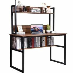 Tangkula Computer Desk with Hutch, Home Office Desk Study Writing Desk