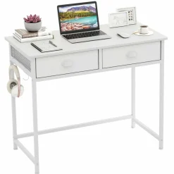 Tangkula Computer Desk with 2 Storage Drawers & 4 Hooks