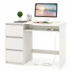 Tangkula Computer Desk with 3 Storage Drawers & Built-in Charging Station, Home Office Desk with Keyboard Tray