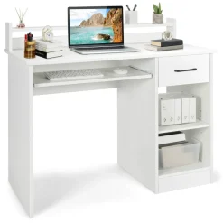 Tangkula Computer Desk with Drawer & Keyboard Tray