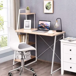 Tangkula Computer Desk with 4 Tier Shelves, Writing Desk Study Desk