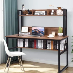 Tangkula Computer Desk with Hutch, Home Office Desk Study Writing Desk