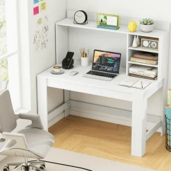 Tangkula Computer Desk with Hutch, Home Office Desk with Bookshelf