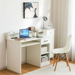 Tangkula Computer Desk with Drawer & Keyboard Tray