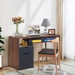 Tangkula Computer Desk with Drawers, Multipurpose Home Office Desk Writing Desk