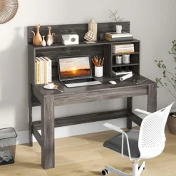 Tangkula Computer Desk with Hutch, Home Office Desk with Bookshelf