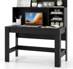 Tangkula Computer Desk with Hutch, Home Office Desk with Bookshelf