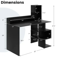 Tangkula Computer Desk with Storage Bookshelf & Hutch