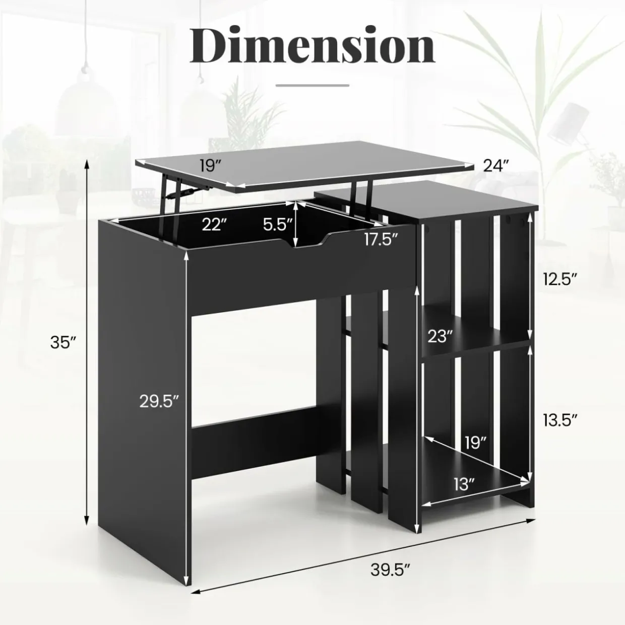 Tangkula Computer Desk with Lift Top