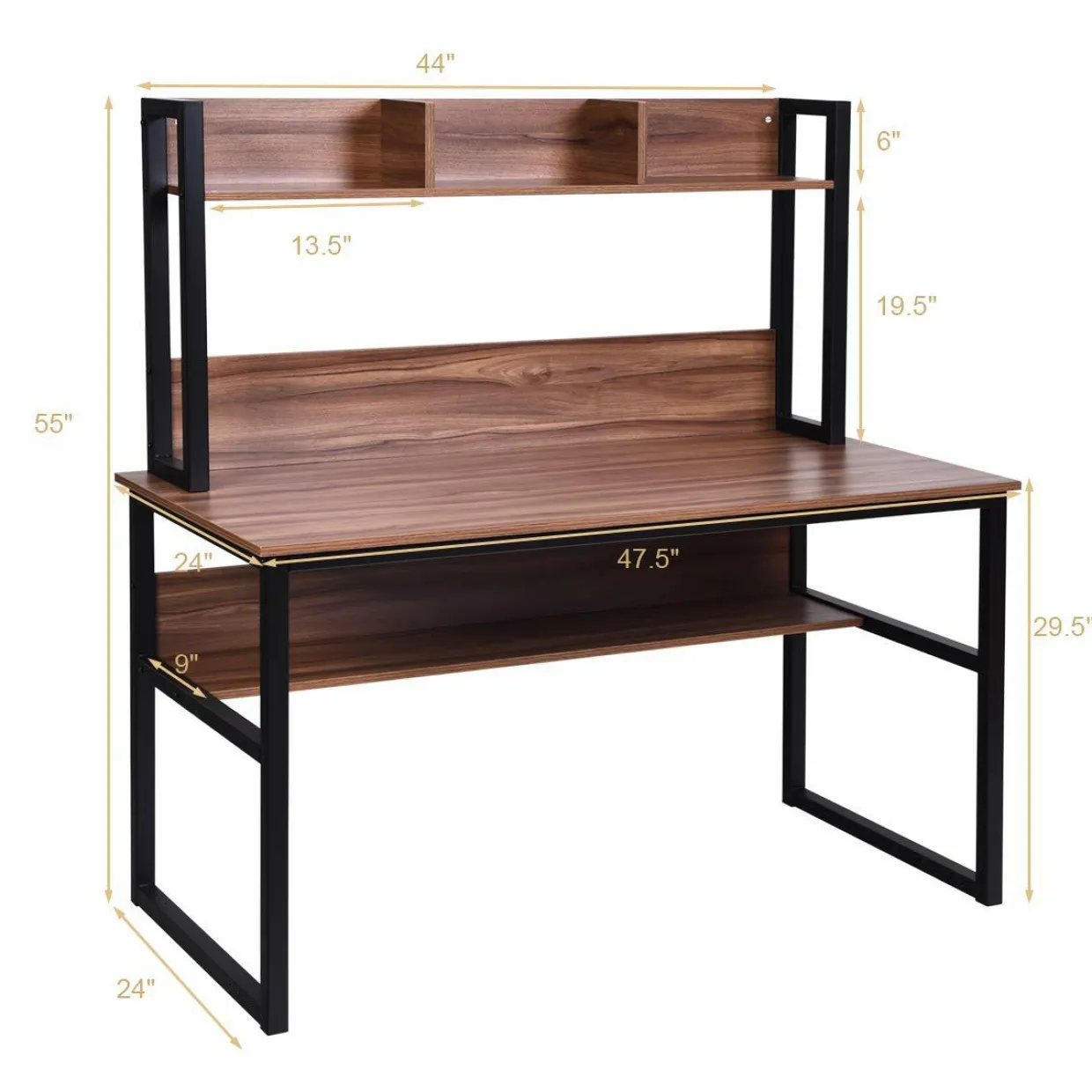 Tangkula Computer Desk with Hutch, Home Office Desk Study Writing Desk