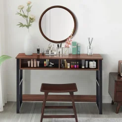 Tangkula Computer Desk with Storage Compartments, Study Writing Desk with Storage