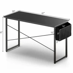 Tangkula Computer Desk with Storage Bag, Home Office Writing Study Desk