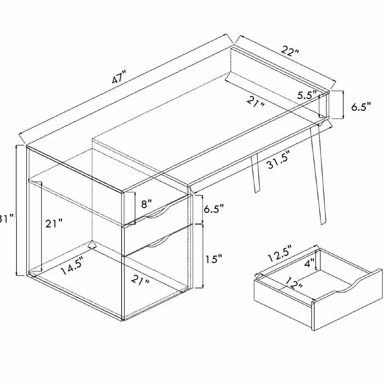 Tangkula Computer Desk with Drawers, Multipurpose Home Office Desk Writing Desk