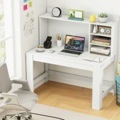 Tangkula Computer Desk with Hutch & Charging Station