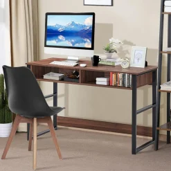 Tangkula Computer Desk with Storage Compartments, Study Writing Desk with Storage