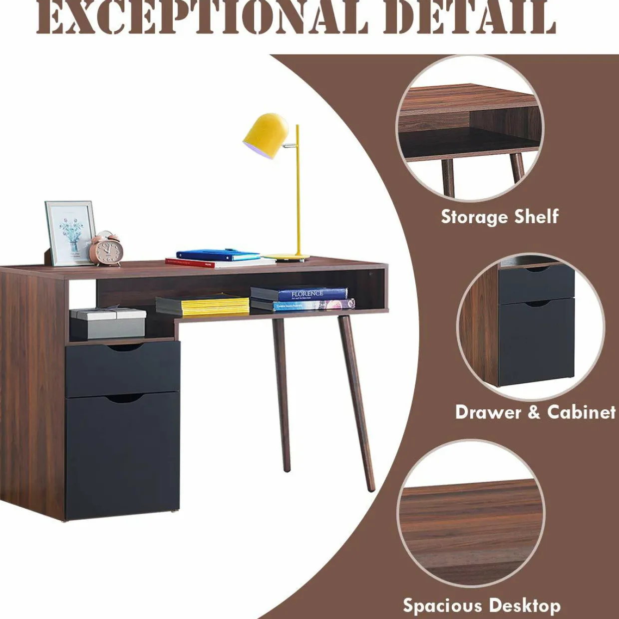 Tangkula Computer Desk with Drawers, Multipurpose Home Office Desk Writing Desk