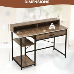 Tangkula Computer Desk with Storage Drawer & Monitor Stand