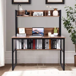 Tangkula Computer Desk with Hutch, Home Office Desk Study Writing Desk